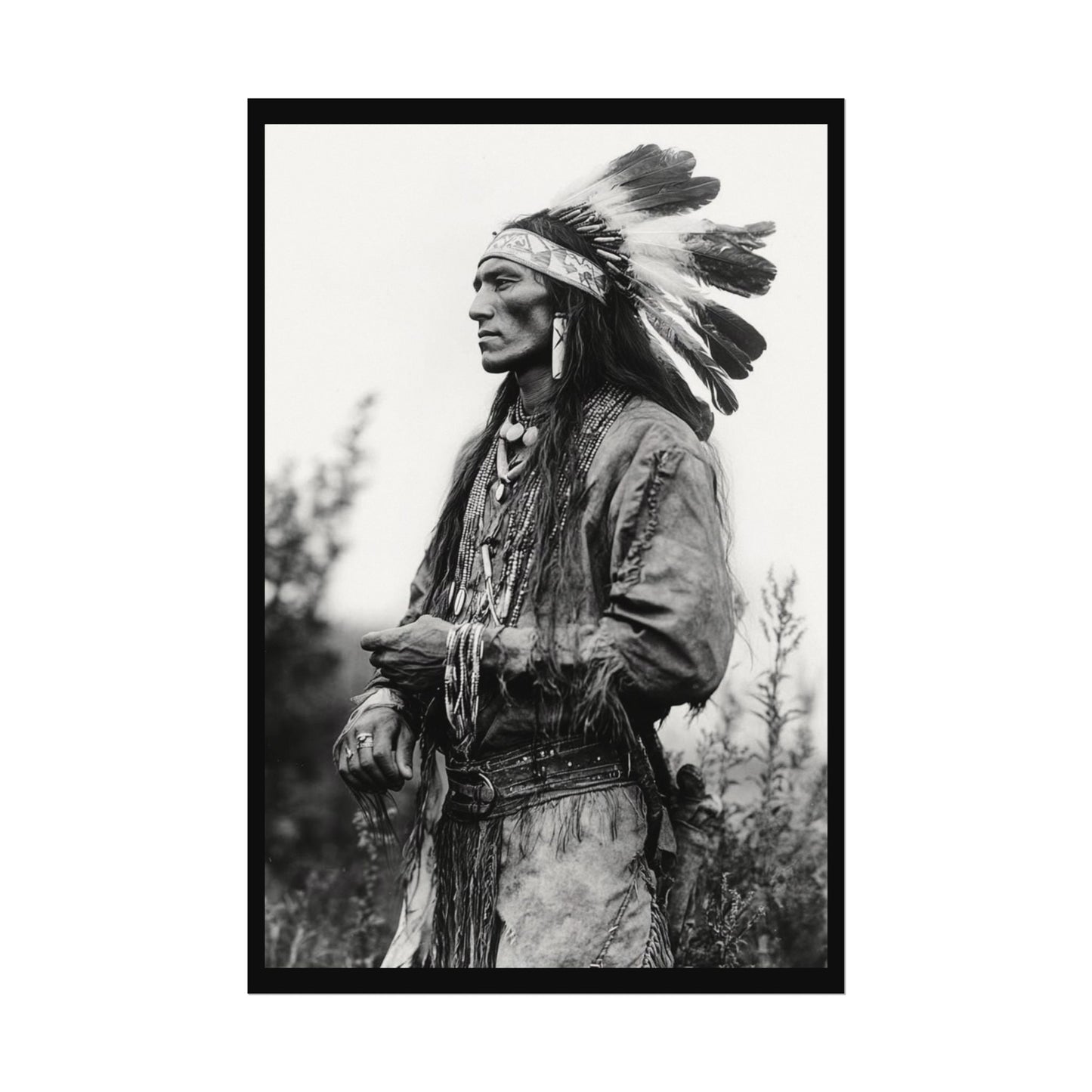 Warriors Gaze – Western Textured Watercolor Matte Posters