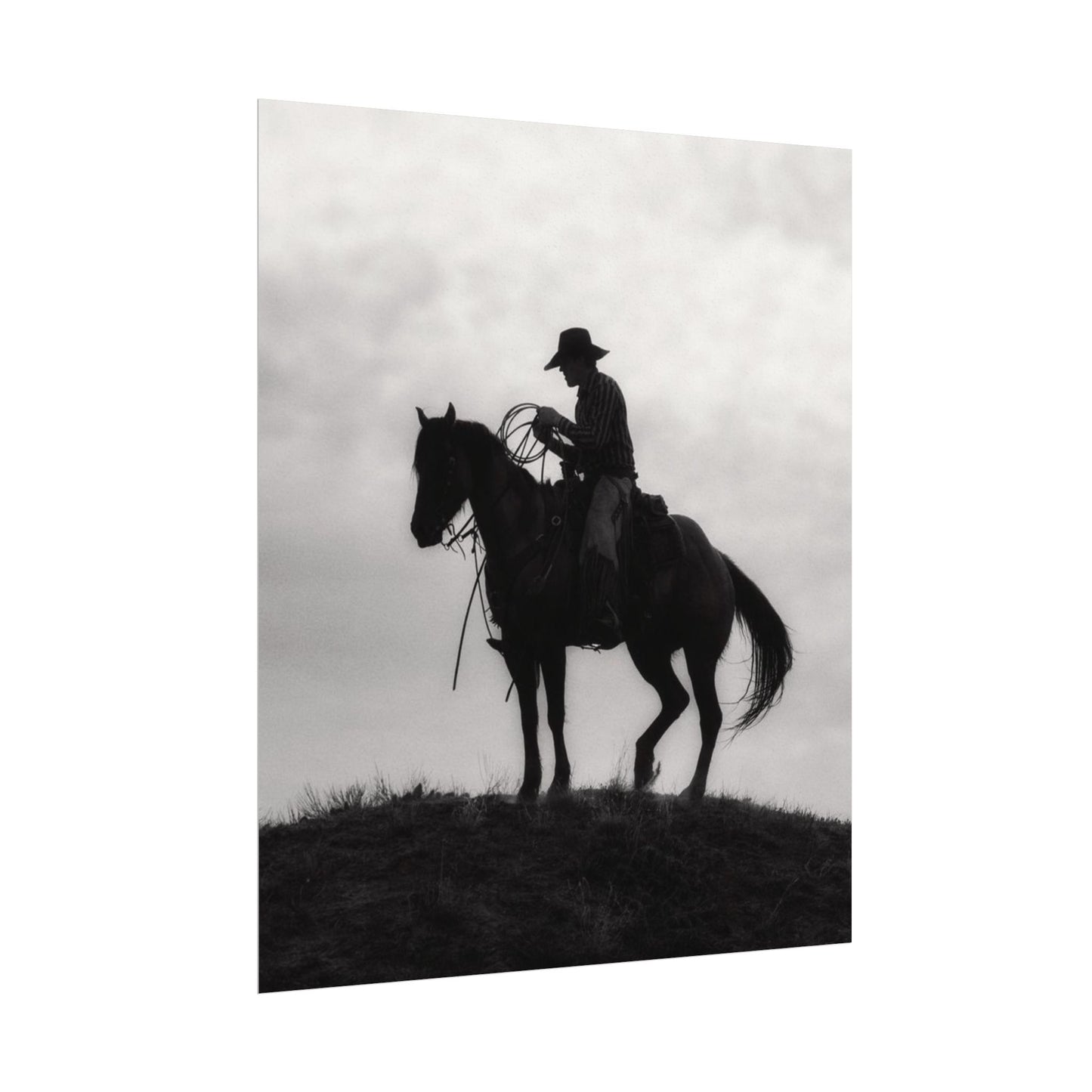 Rider On The Ridge – Western Textured Watercolor Matte Posters
