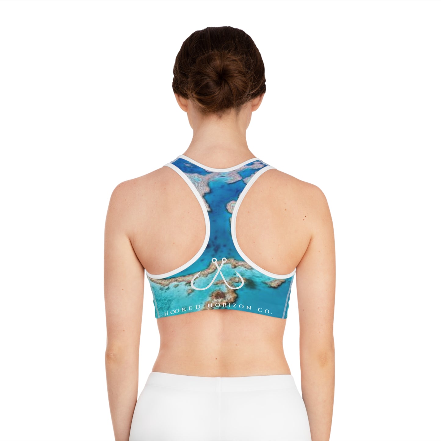 Blue Coral Reel Deep Drift Hooked Horizon Co. Stylish Sports Bra for Active Women, Workout Top, Gym Essential, Fitness Apparel, Athleisure Wear, Yoga Gear