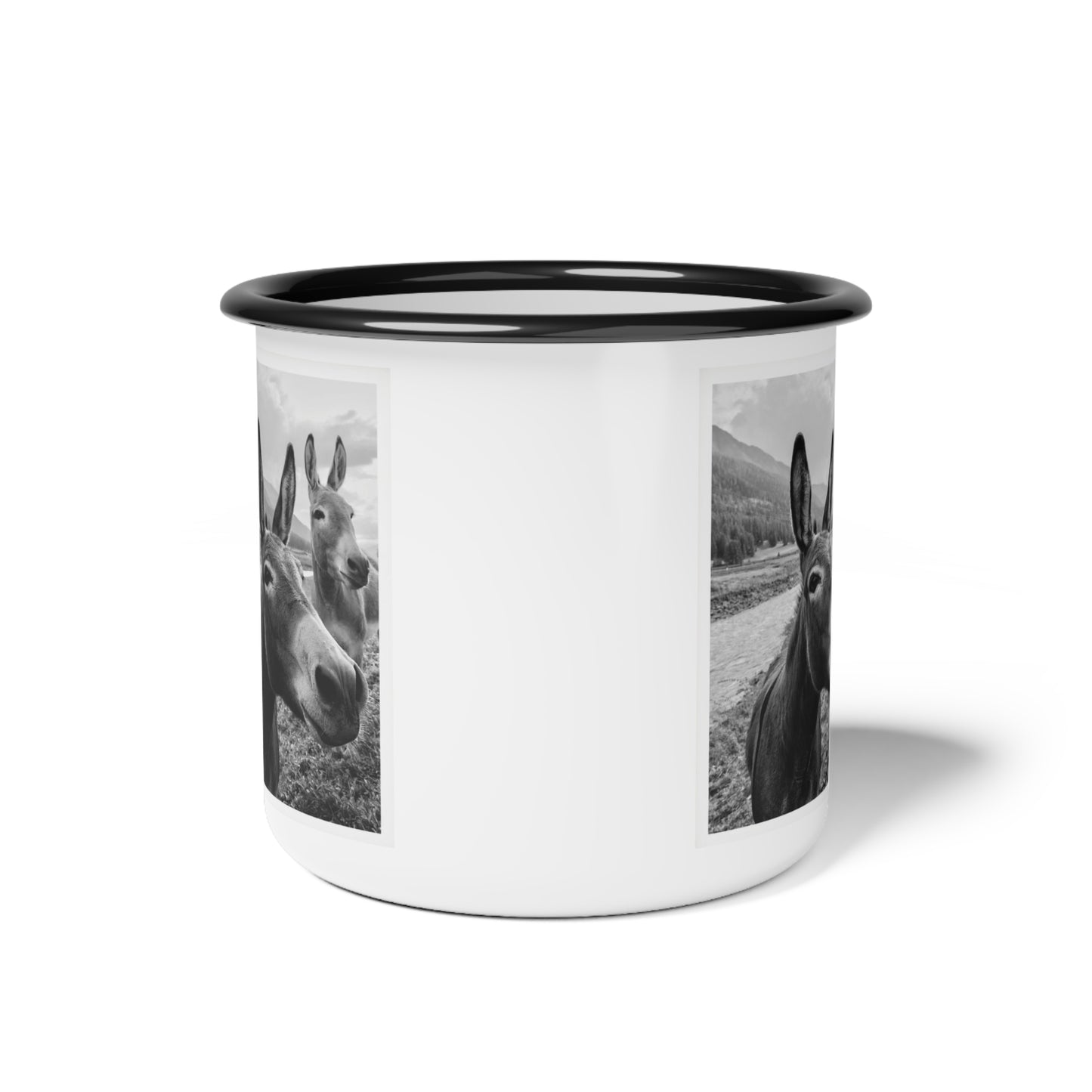 Rustic Enamel Camp Cup with Donkey Design - Perfect for Camping, Outdoor Adventures, and Gift Giving, Travel Mug, Adventure Coffee Cup,