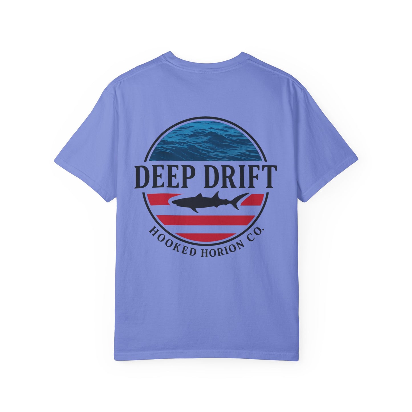 USA Deep Drift Fishing T-Shirt - RED, WHITE & BLUE Fishing Tee for Angler Lovers, Shark Lovers, Ocean Tee