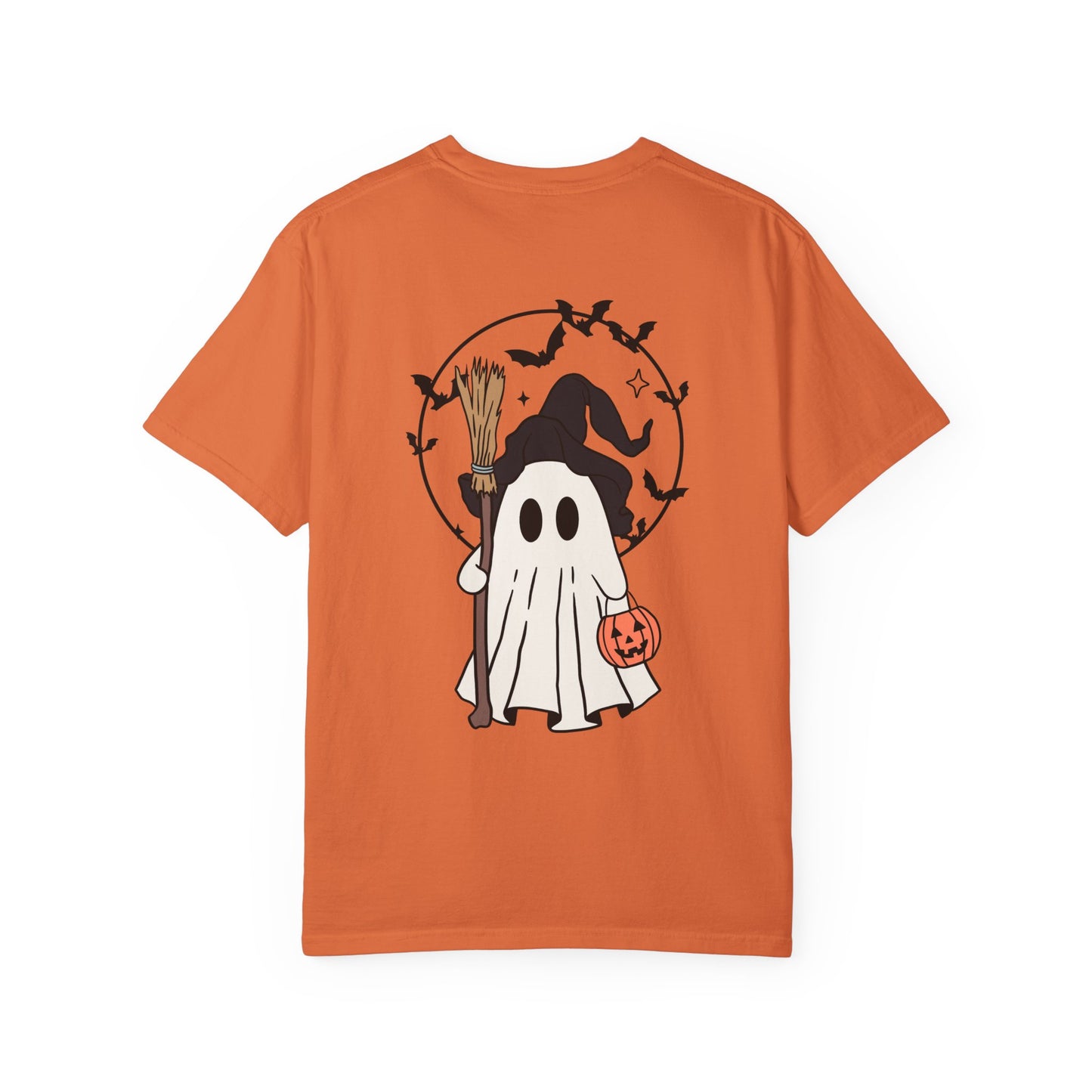 Ghost Broom & Bat Tee Unisex Garment-Dyed T-shirt, Black & White, Vintage Western, Western lover gifts