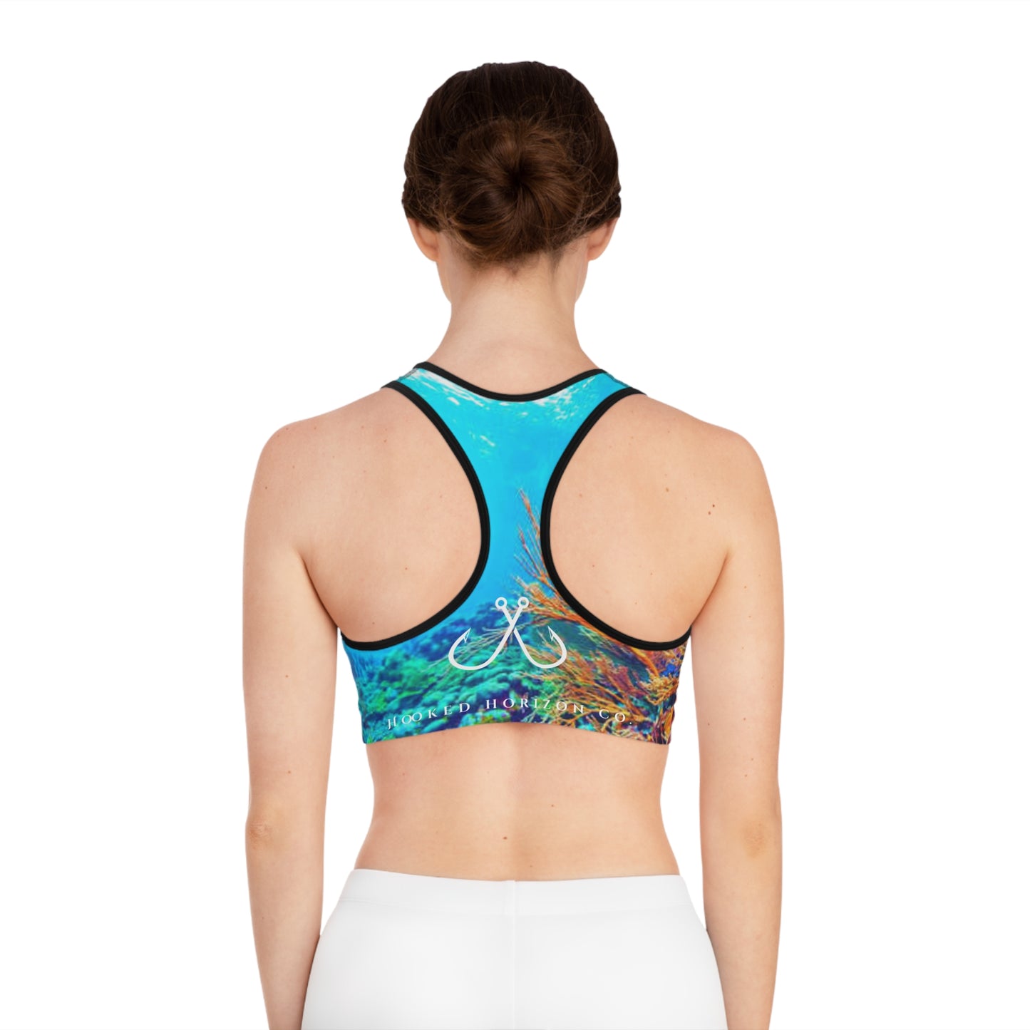 Bright Reef Deep Drift Hooked Horizon Co. Stylish Sports Bra for Active Women, Workout Top, Gym Essential, Fitness Apparel, Athleisure Wear, Yoga Gear