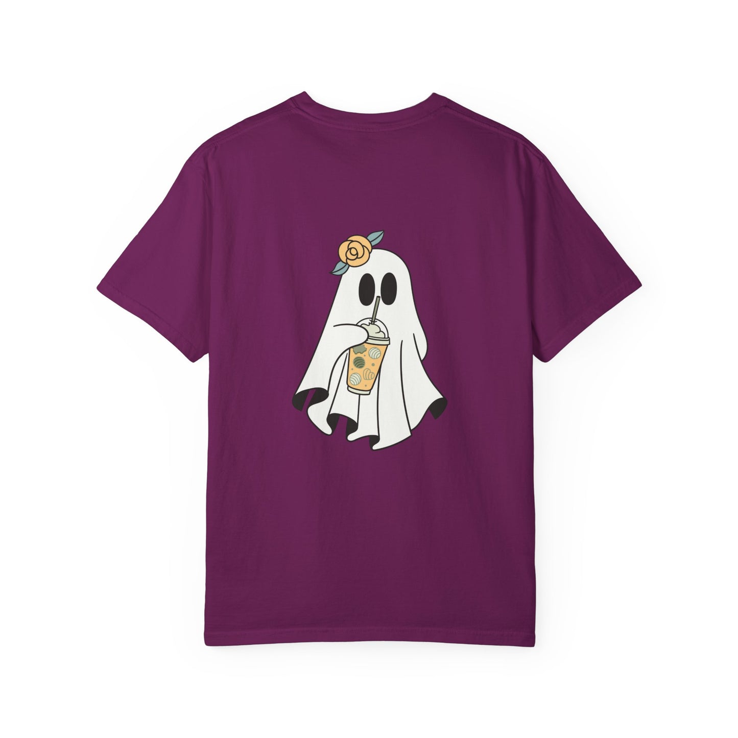 Cute Coffee Ghost Halloween Tee Unisex Garment-Dyed T-shirt, Black & White, Vintage Western, Western lover gifts