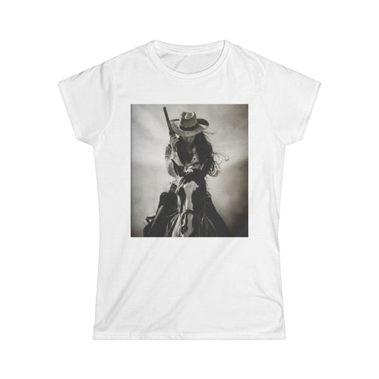 Horse Back Outlaw Chic Women's Softstyle Tee, Motorcycle Graphic T-Shirt, Gift for Riders, Vintage Style Shirt, Outlaw Women Tee, Casual Fashion Top