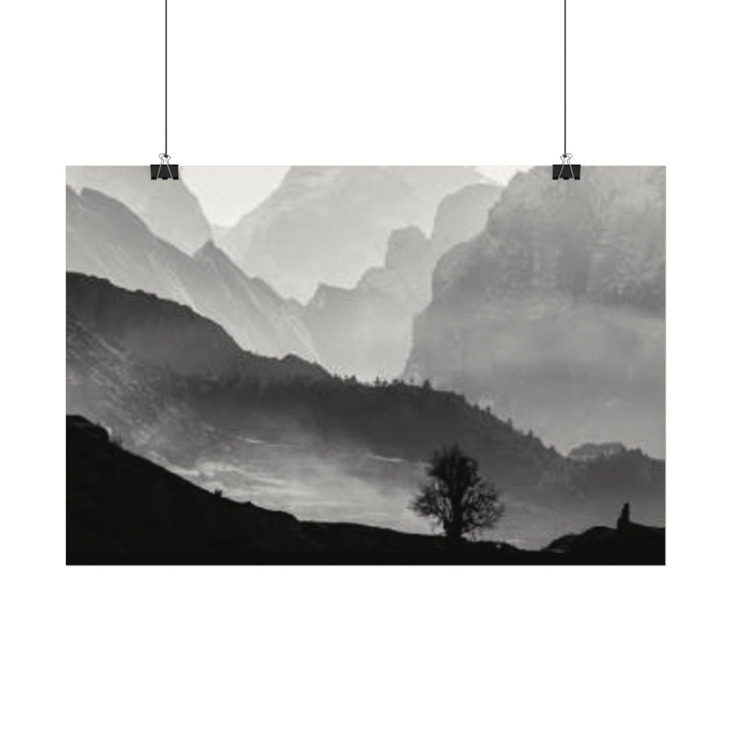 Cascading Mountains– Western Textured Watercolor Matte Posters