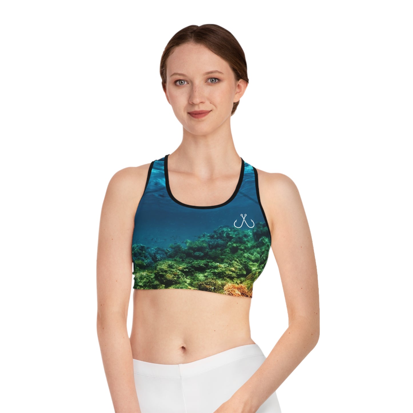 Coral Reel Deep Drift Hooked Horizon Co. Stylish Sports Bra for Active Women, Workout Top, Gym Essential, Fitness Apparel, Athleisure Wear, Yoga Gear