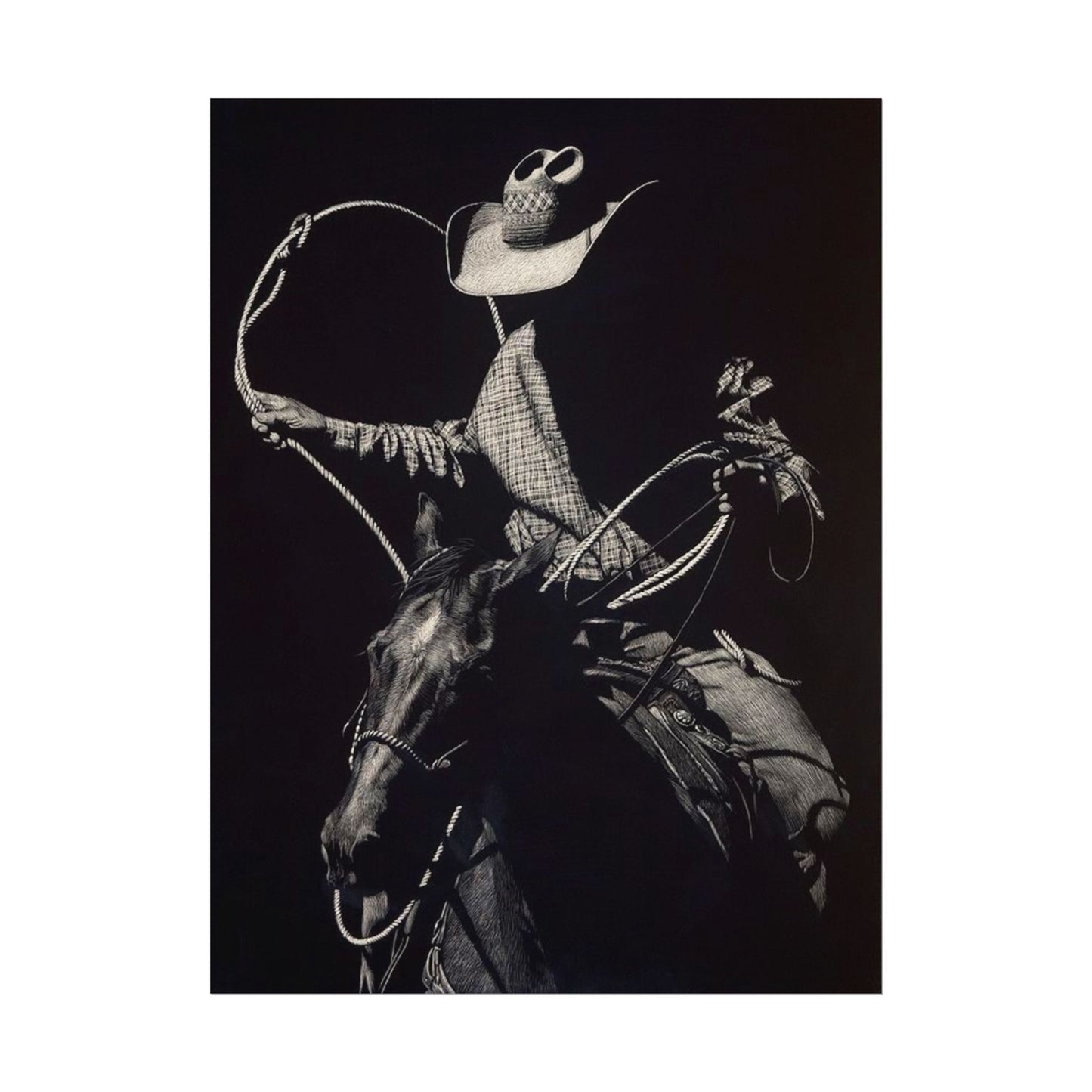 Cattle Chasers – Western Textured Watercolor Matte Posters