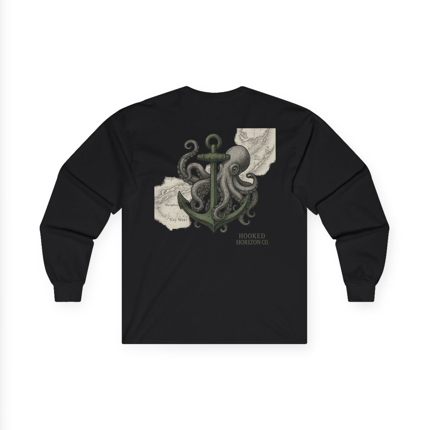 Octopus & Anchor Long Sleeve Tee, Unisex Cotton Shirt, Nautical Gift, Beachwear, Casual Outfit, Ocean Lover Apparel