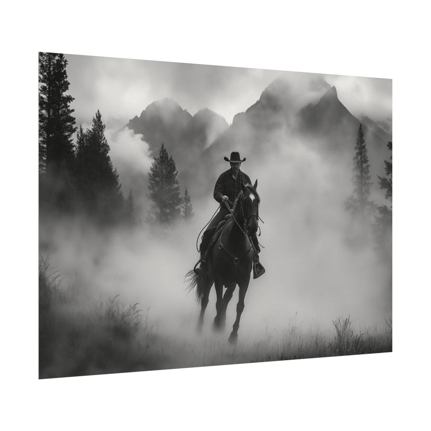 Storm Rider– Western Textured Watercolor Matte Posters