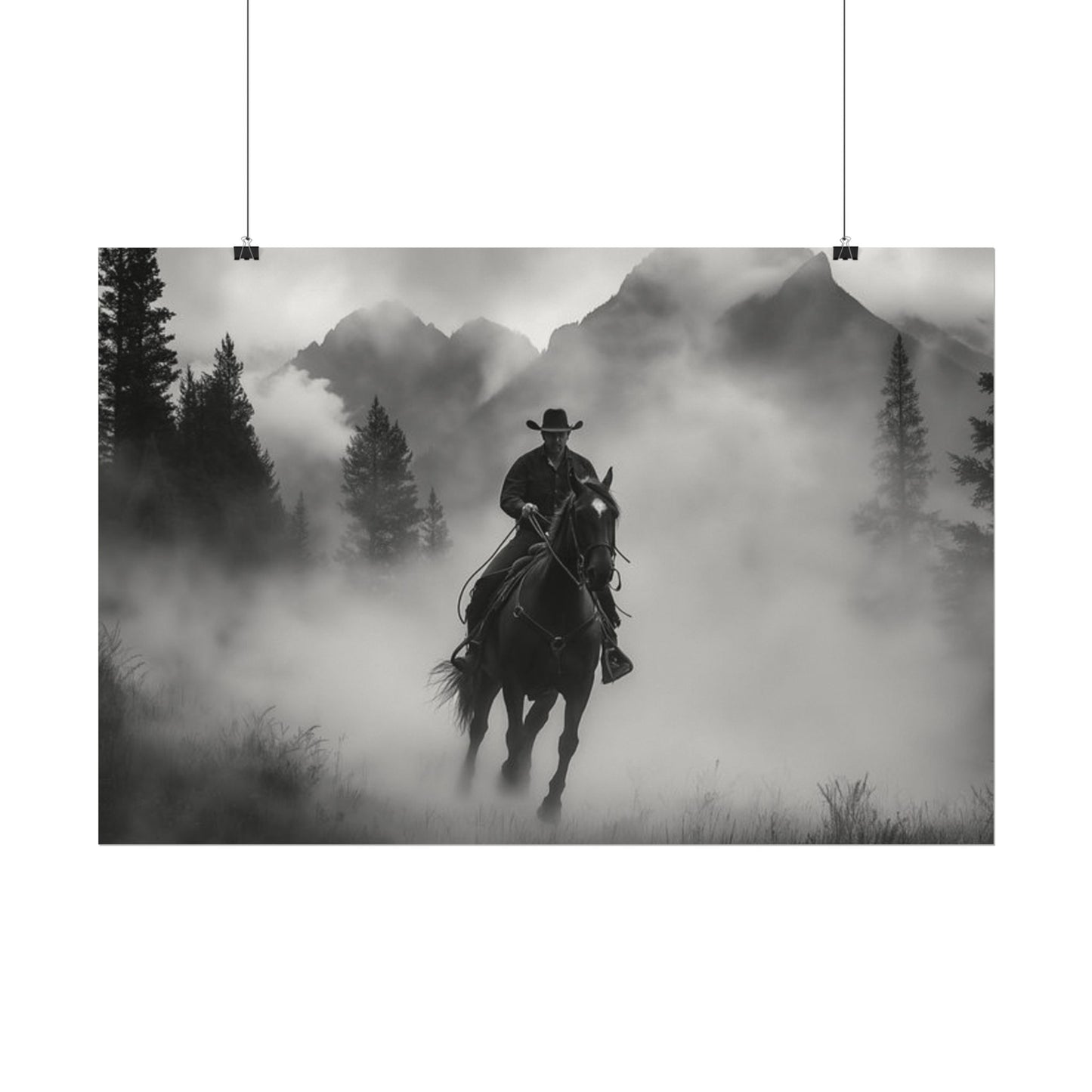 Storm Rider– Western Textured Watercolor Matte Posters