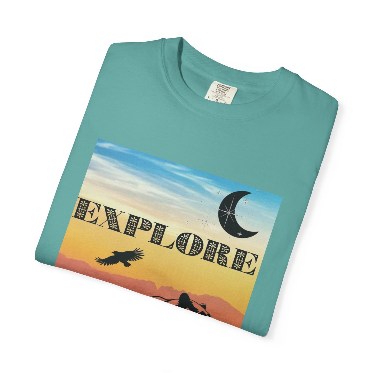 Explore Wildlife Adventure Tee Unisex Garment-Dyed T-shirt, Boho Nature Tee, Camping Shirt, Adventure Apparel, Gift for Wilderness Lovers