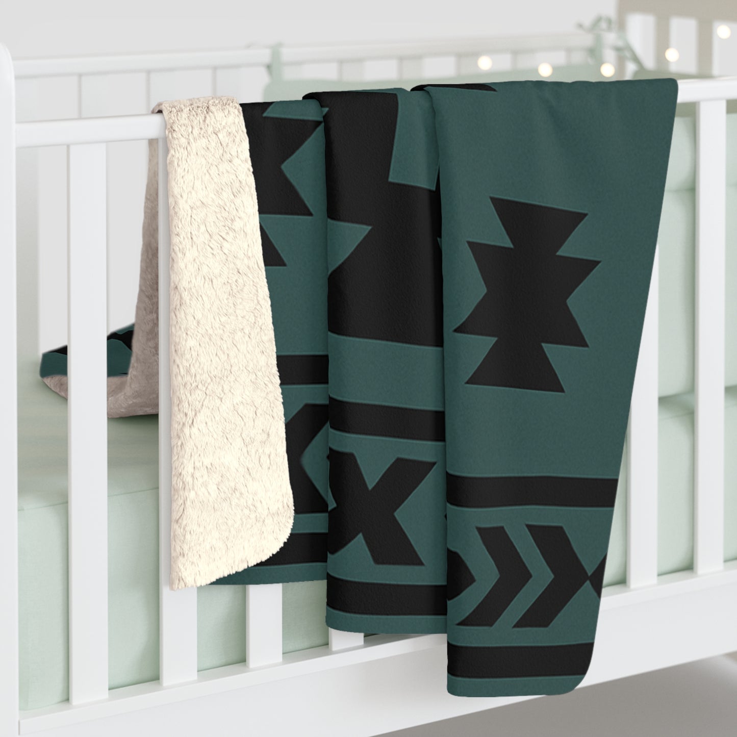 Tate Sherpa Fleece Blanket - Modern Tribal Design, Perfect for Home Decor, Gift for Him/Her, Winter Warmth, Beach Blanket