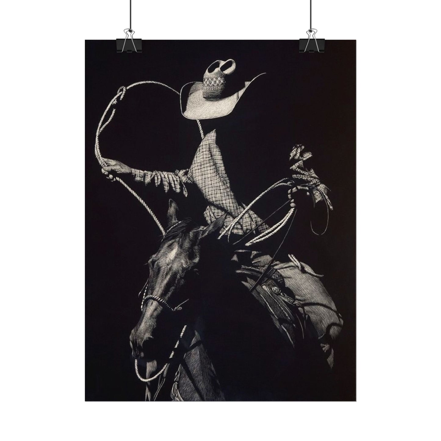 Cattle Chasers – Western Textured Watercolor Matte Posters