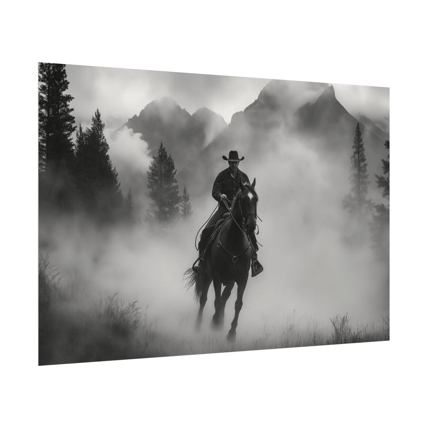 Storm Rider– Western Textured Watercolor Matte Posters
