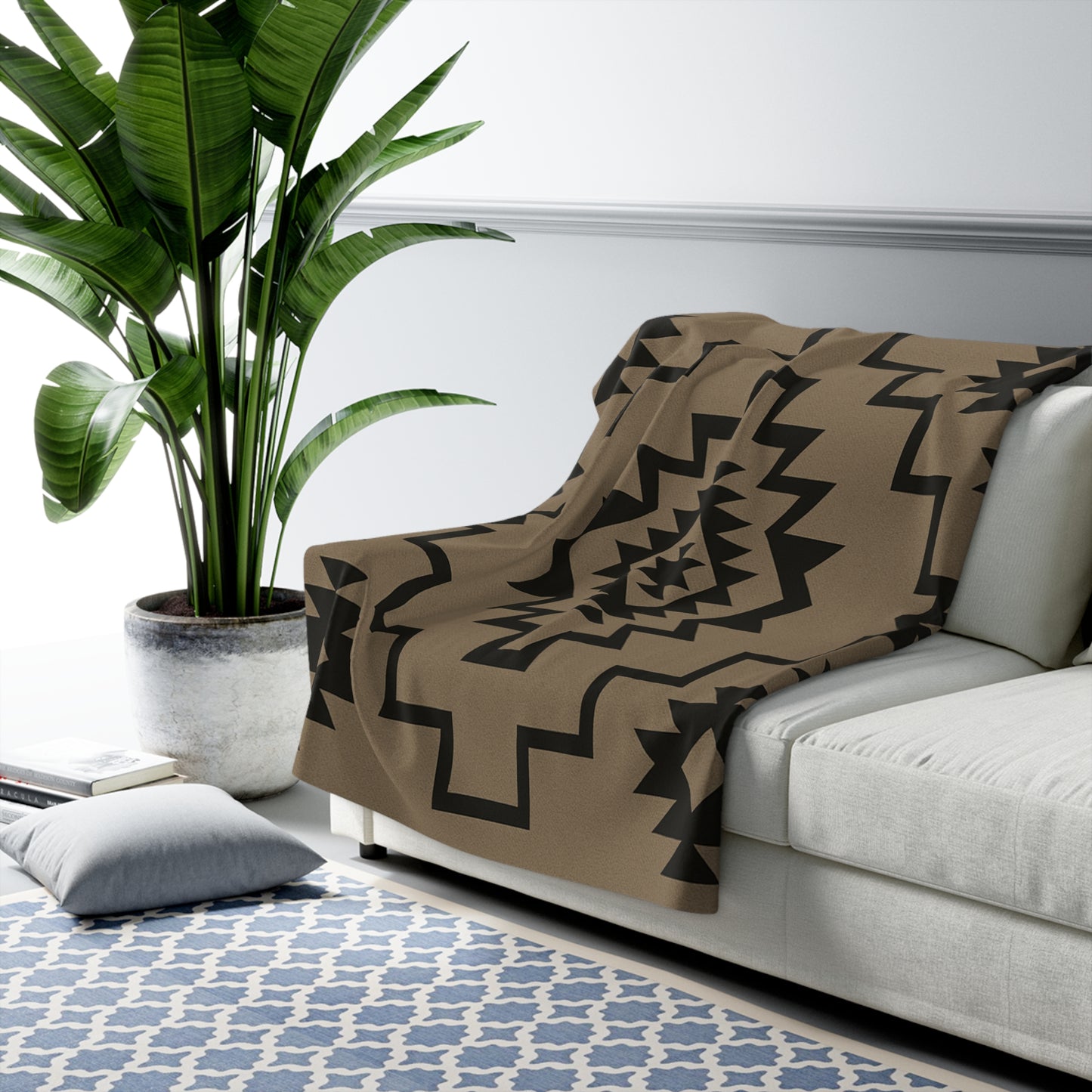 Josephine Sherpa Fleece Blanket - Modern Tribal Design, Perfect for Home Decor, Gift for Him/Her, Winter Warmth, Beach Blanket