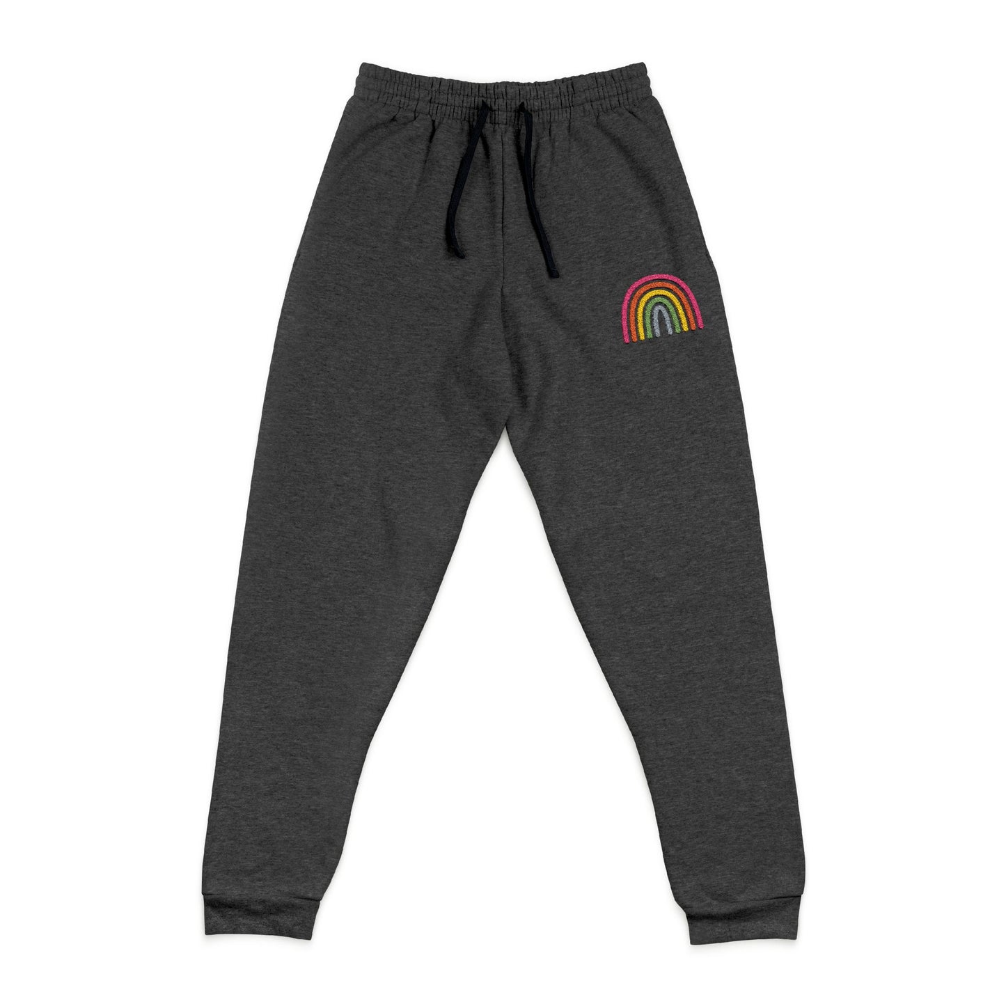 Comfy Embroidered Rainbow Unisex Joggers - Soft Cozy Lounge Pants for Relaxation, Gift for Her, Relaxation Wear, Rainbow Apparel