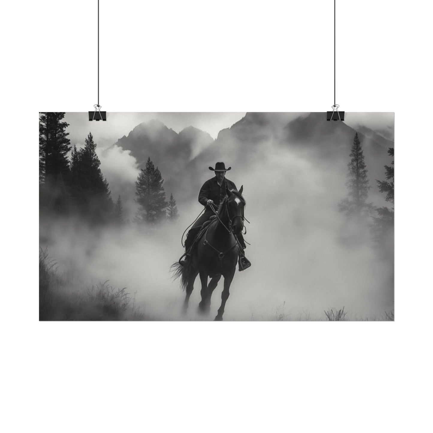 Storm Rider– Western Textured Watercolor Matte Posters