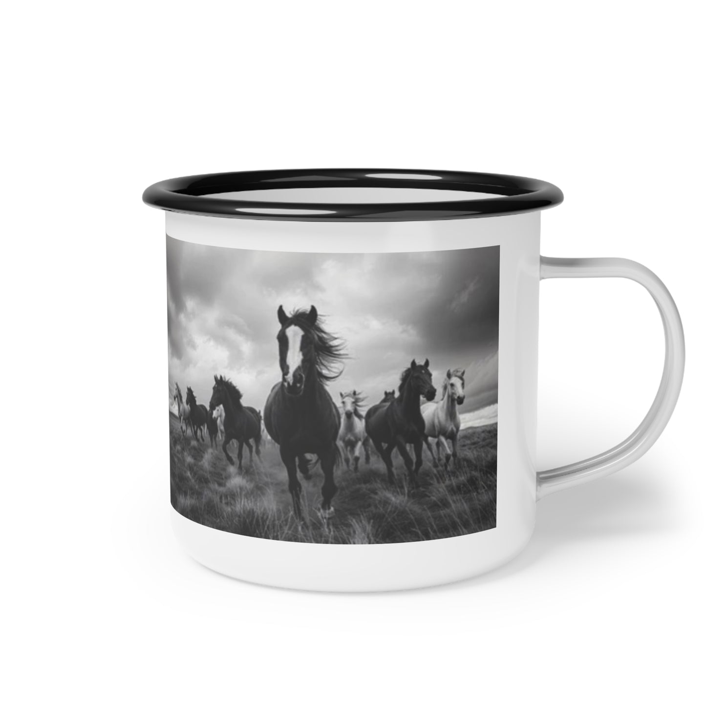 Rustic Horse Enamel Camp Cup | Perfect for Camping, Nature Lovers, Horse Enthusiasts, Gift for Riders, Adventure Mug