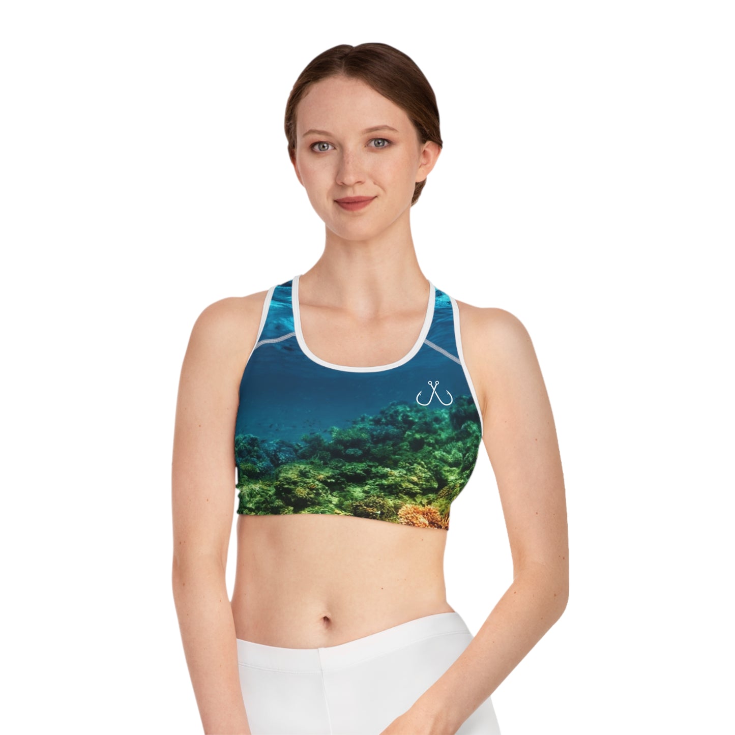 Coral Reel Deep Drift Hooked Horizon Co. Stylish Sports Bra for Active Women, Workout Top, Gym Essential, Fitness Apparel, Athleisure Wear, Yoga Gear