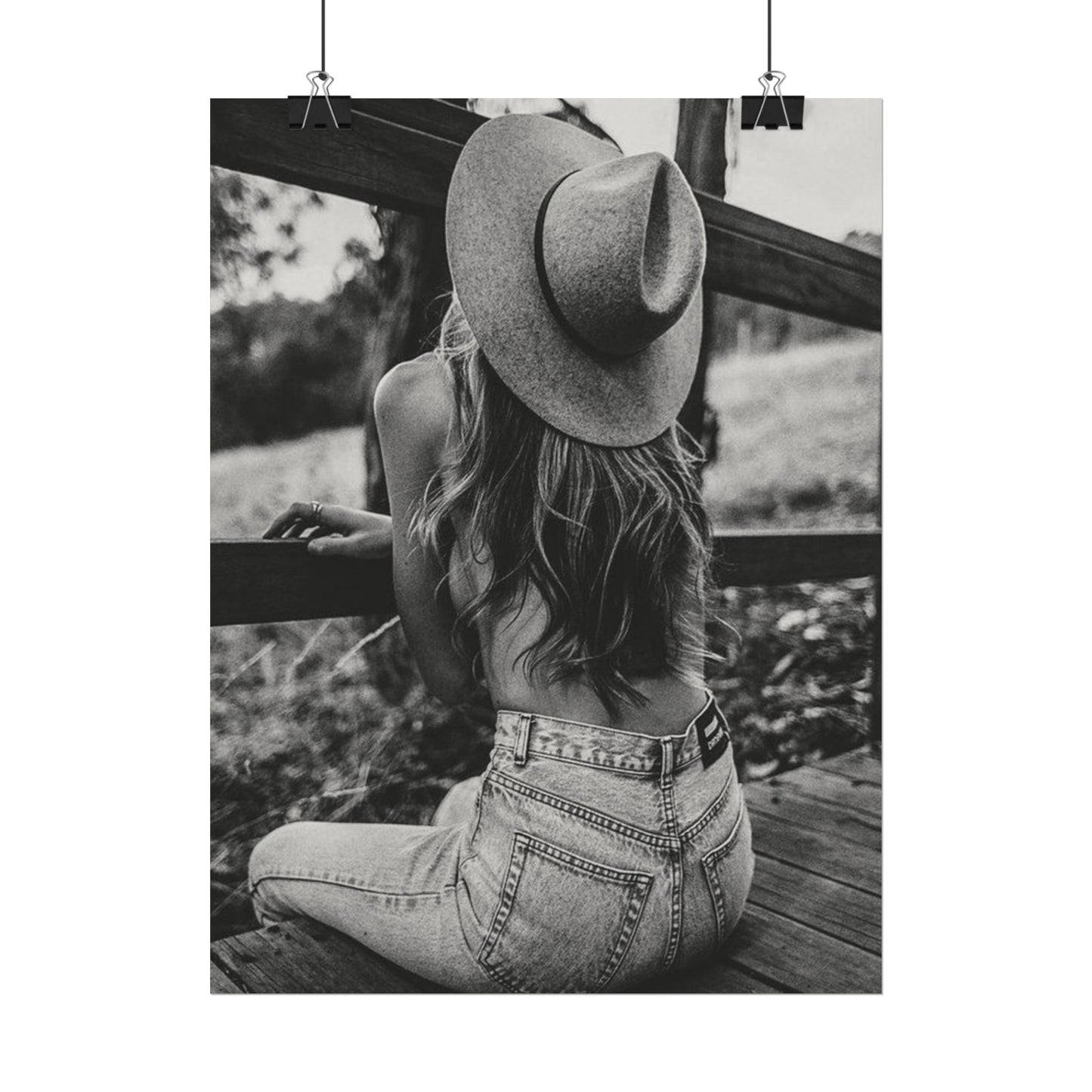 Babys Got Her Blue Jeans On – Western Textured Watercolor Matte Posters