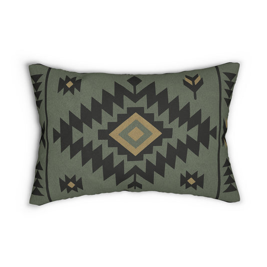 2 In 1 Sage Green & Black Western Pattern Lumbar Pillow, Farmhouse Decor, Cozy Home Accent, Unique Gift for Animal Lovers, Boho Cushion