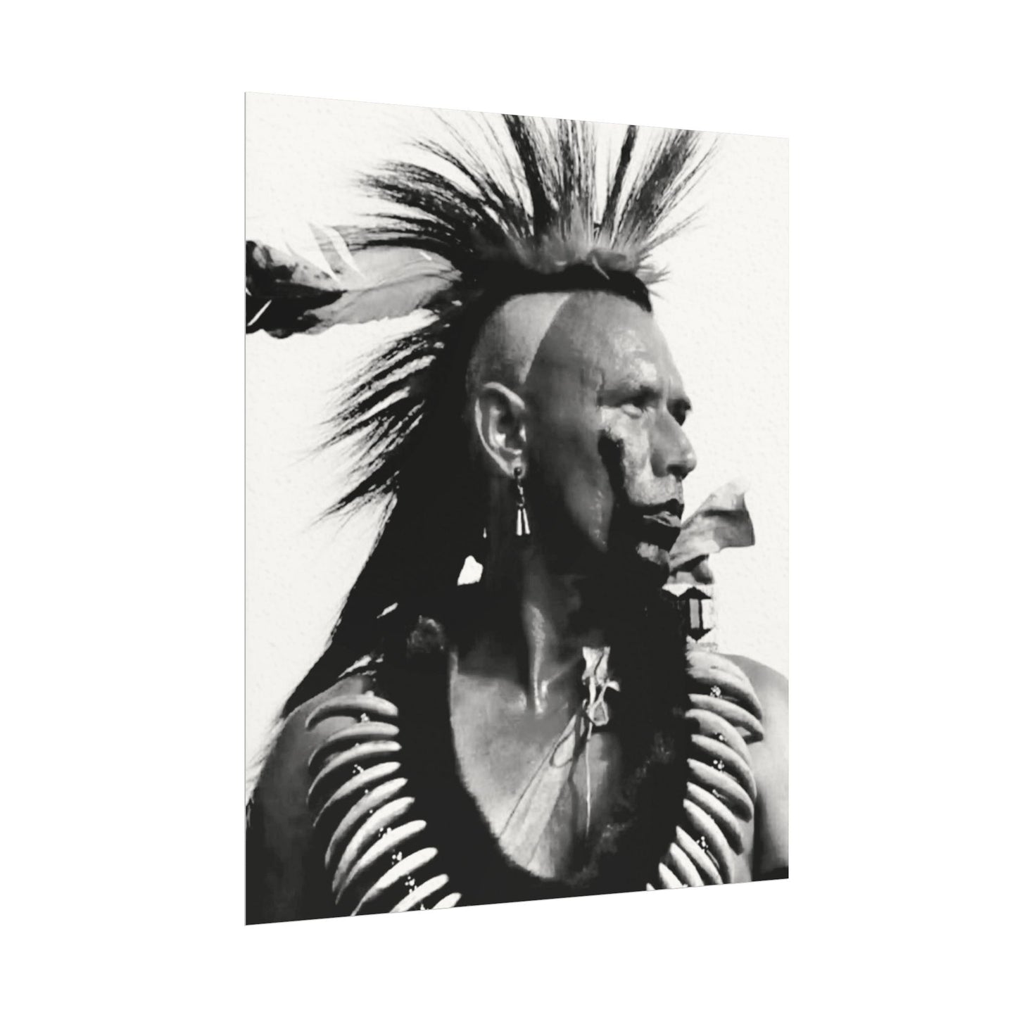 Feathered Warrior Cheif   – Western Textured Watercolor Matte Posters