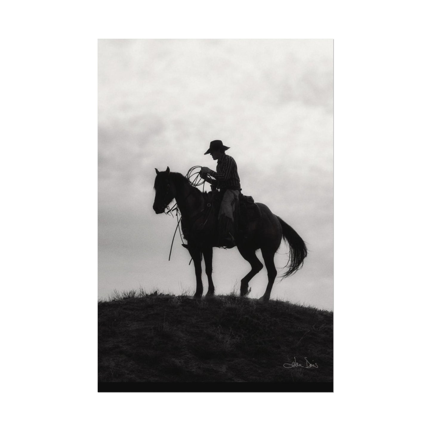 Rider On The Ridge – Western Textured Watercolor Matte Posters