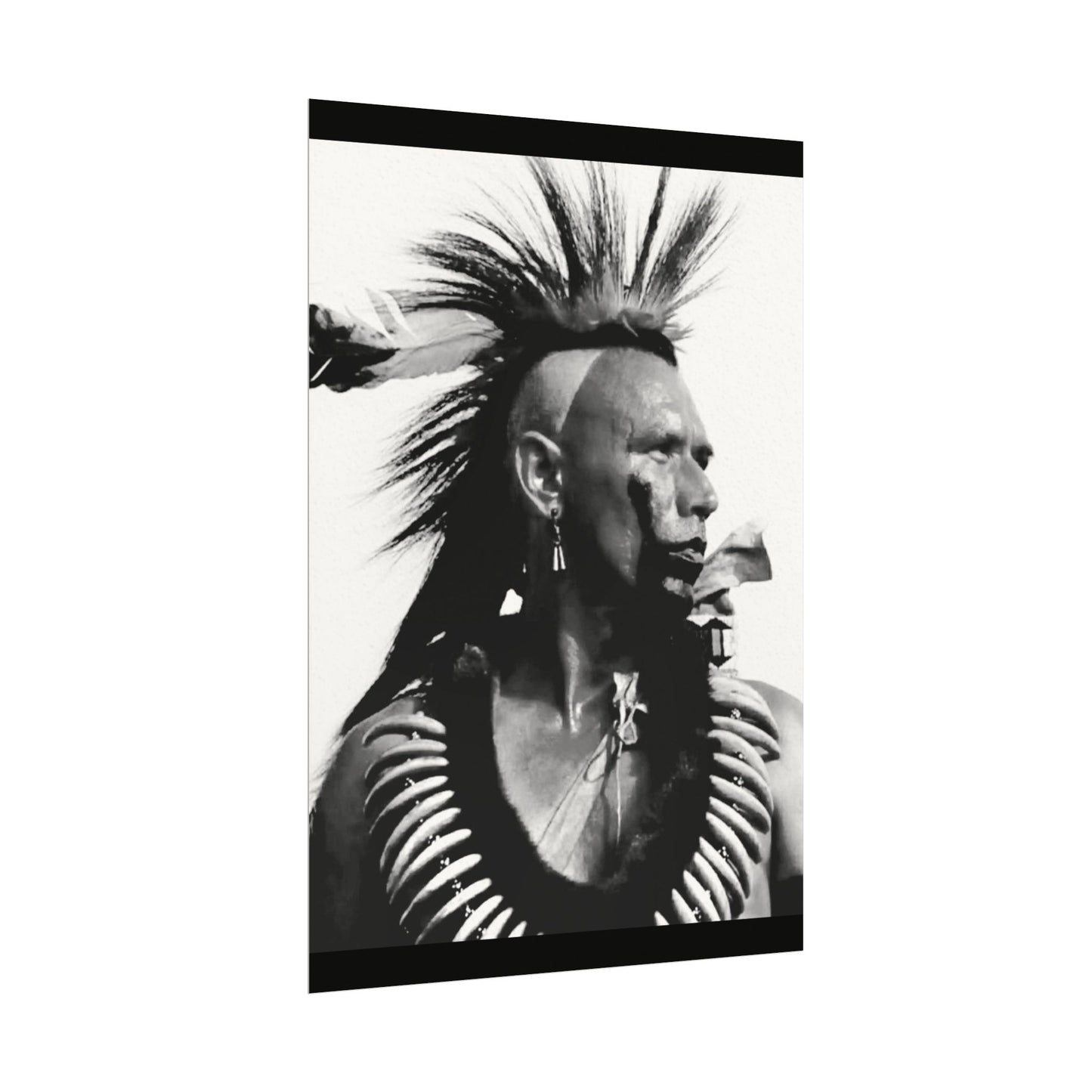 Feathered Warrior Cheif   – Western Textured Watercolor Matte Posters