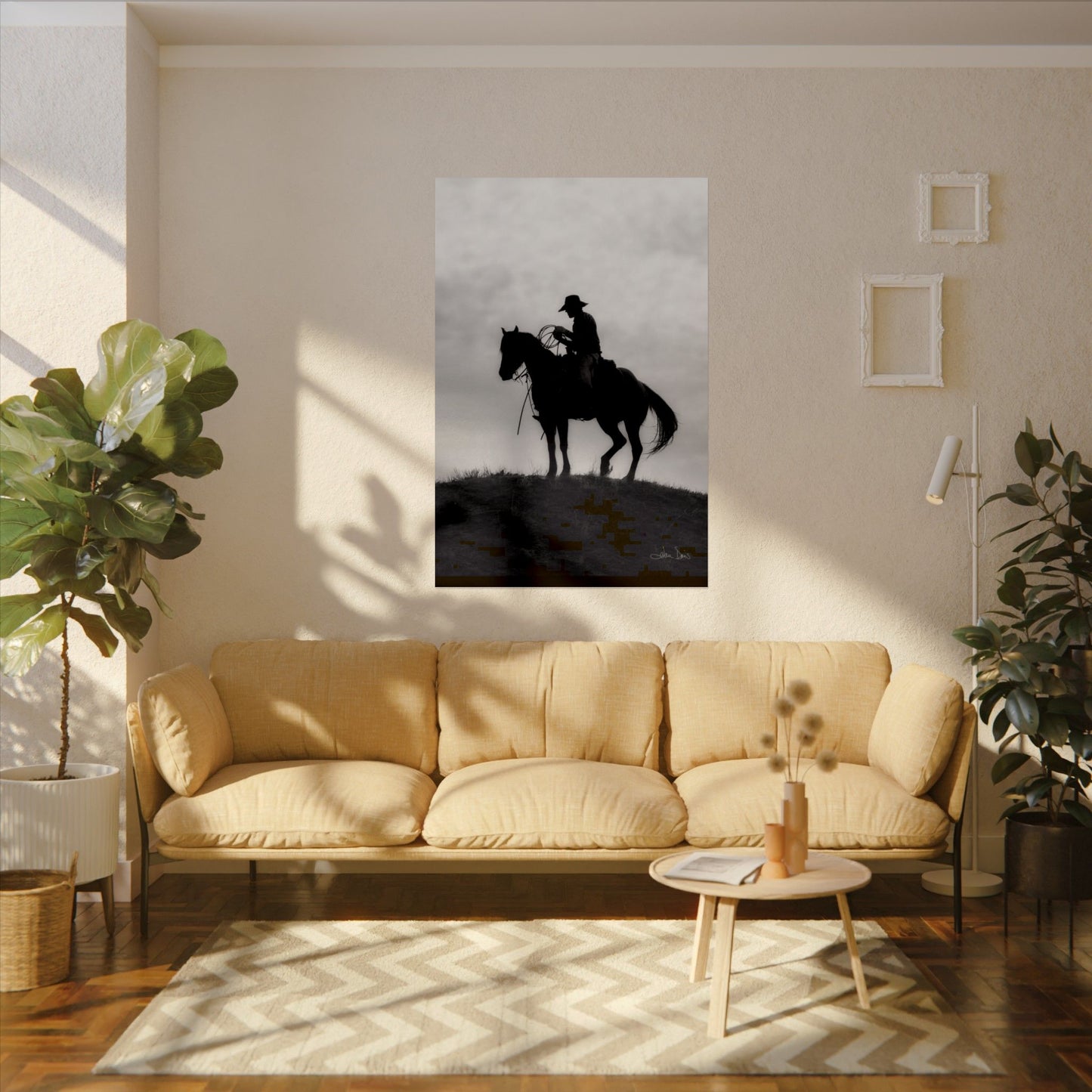 Rider On The Ridge – Western Textured Watercolor Matte Posters