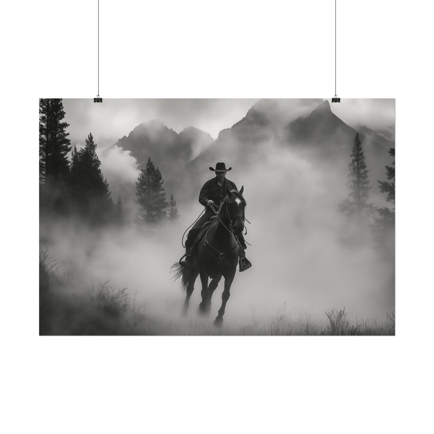 Storm Rider– Western Textured Watercolor Matte Posters