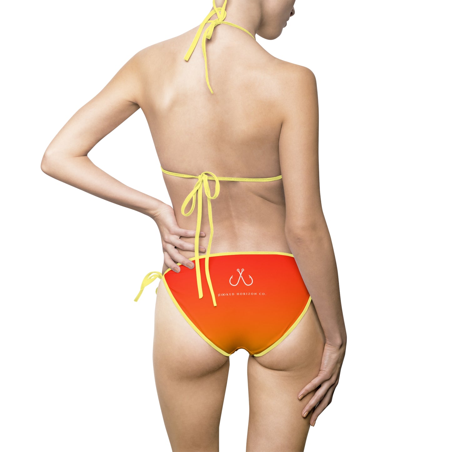 Redish Orange To Yellow Ombre Women’s Bikini Swimsuit, Summer Beachwear, Swimwear for Vacations, Pool Parties, Tropical Getaways