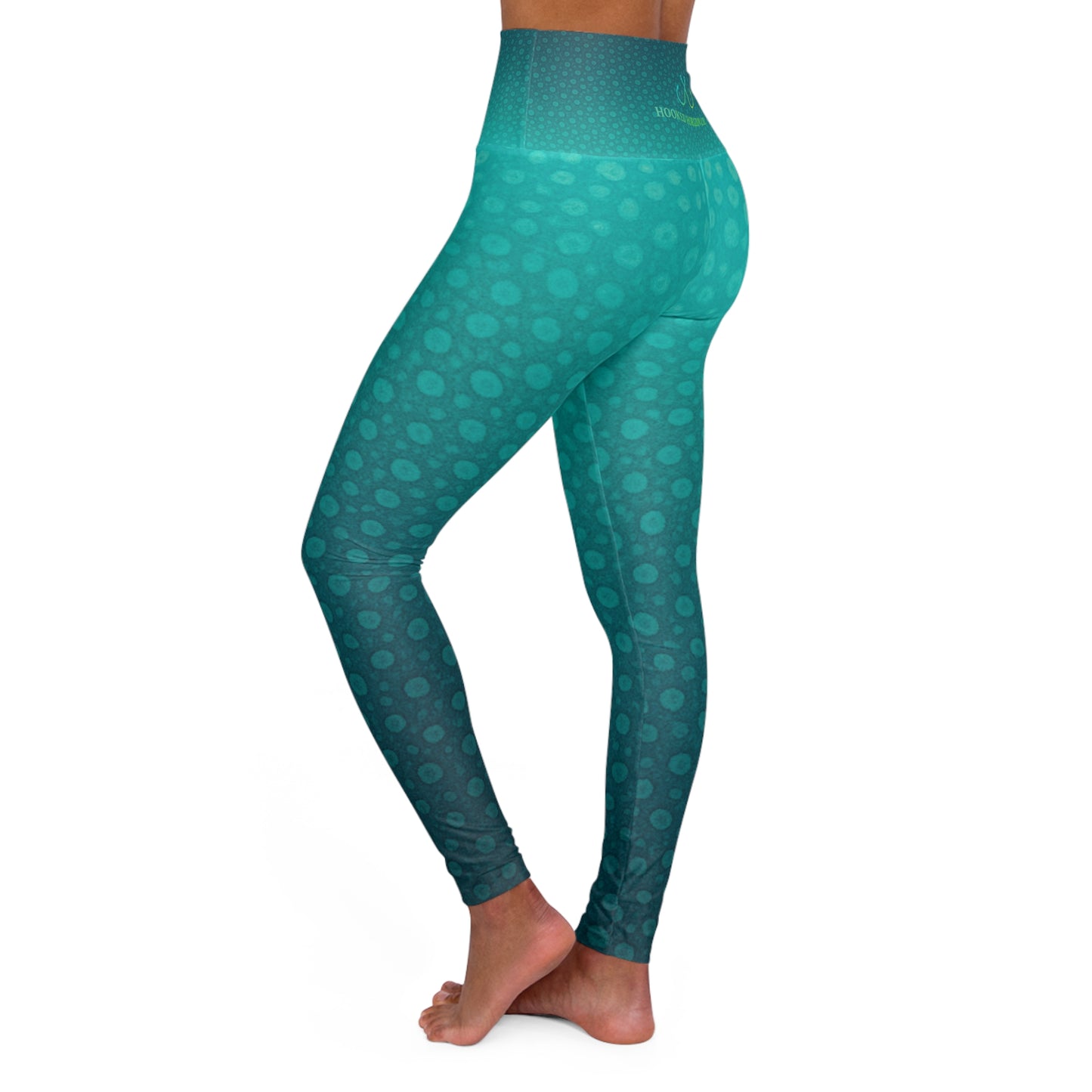 Teal Green Speckled & Spotted Hooked Horizon Co Fishing Tee High Waisted Yoga Leggings, Hooked Horizon Co,  Deep Drift- Purple, Comfortable Activewear, Fitness Pants, Ideal for Gym, Yoga, and Weekend Brunch