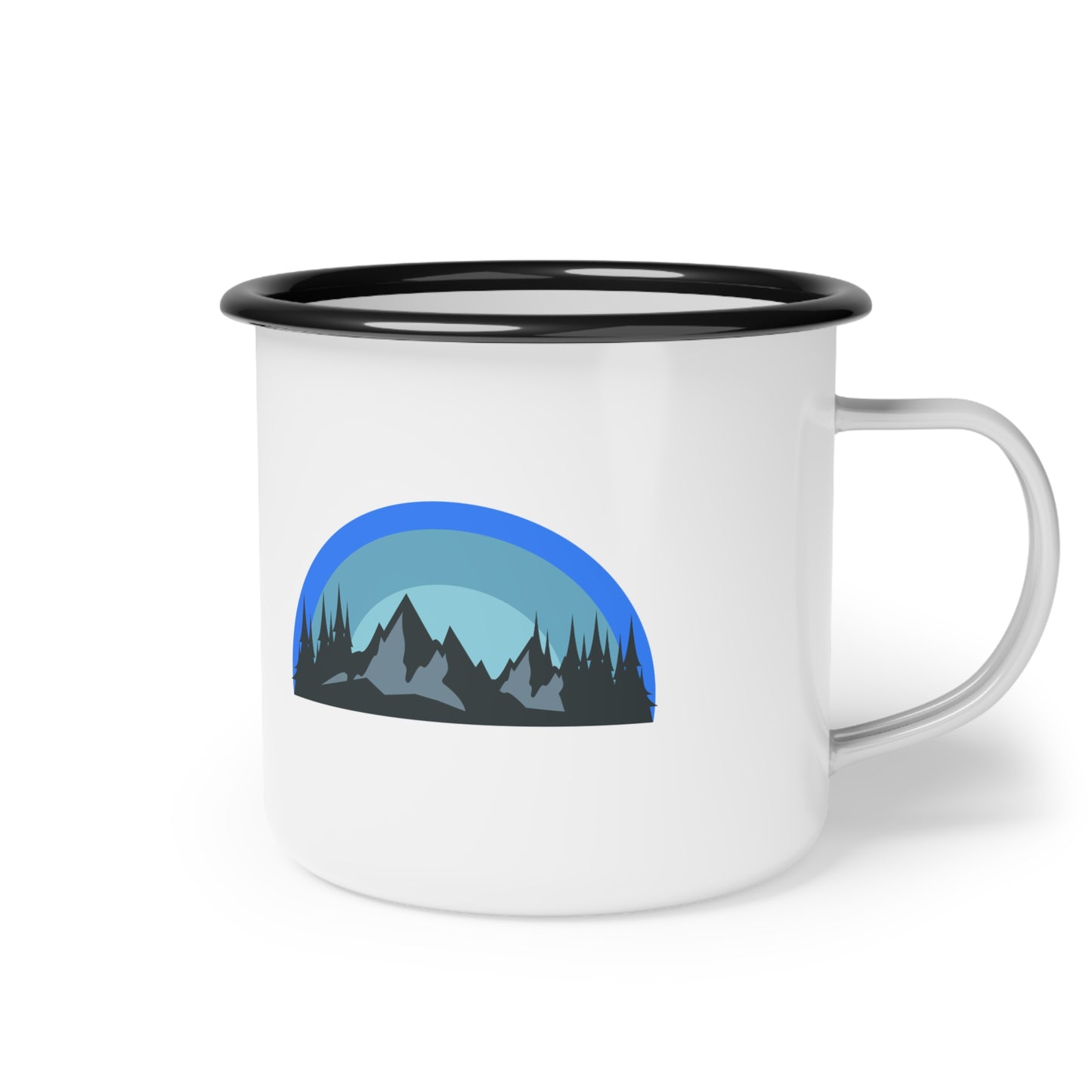 Outdoor Adventure Enamel Camp Cup with Mountain Design, Camping Mug, Hiking Gear, Nature Lover Gift, Travel Cup, Eco-Friendly Drinkware