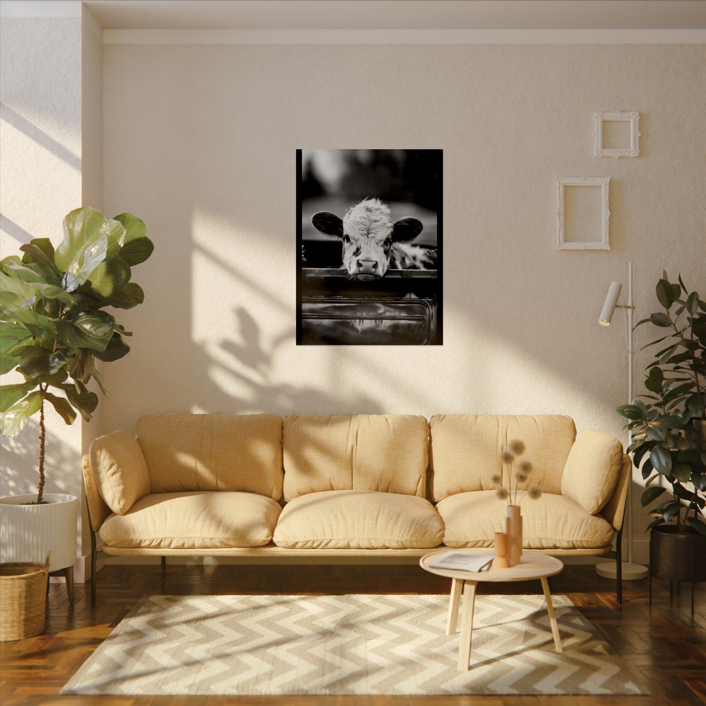 Back Seat Bovine – Western Textured Watercolor Matte Posters