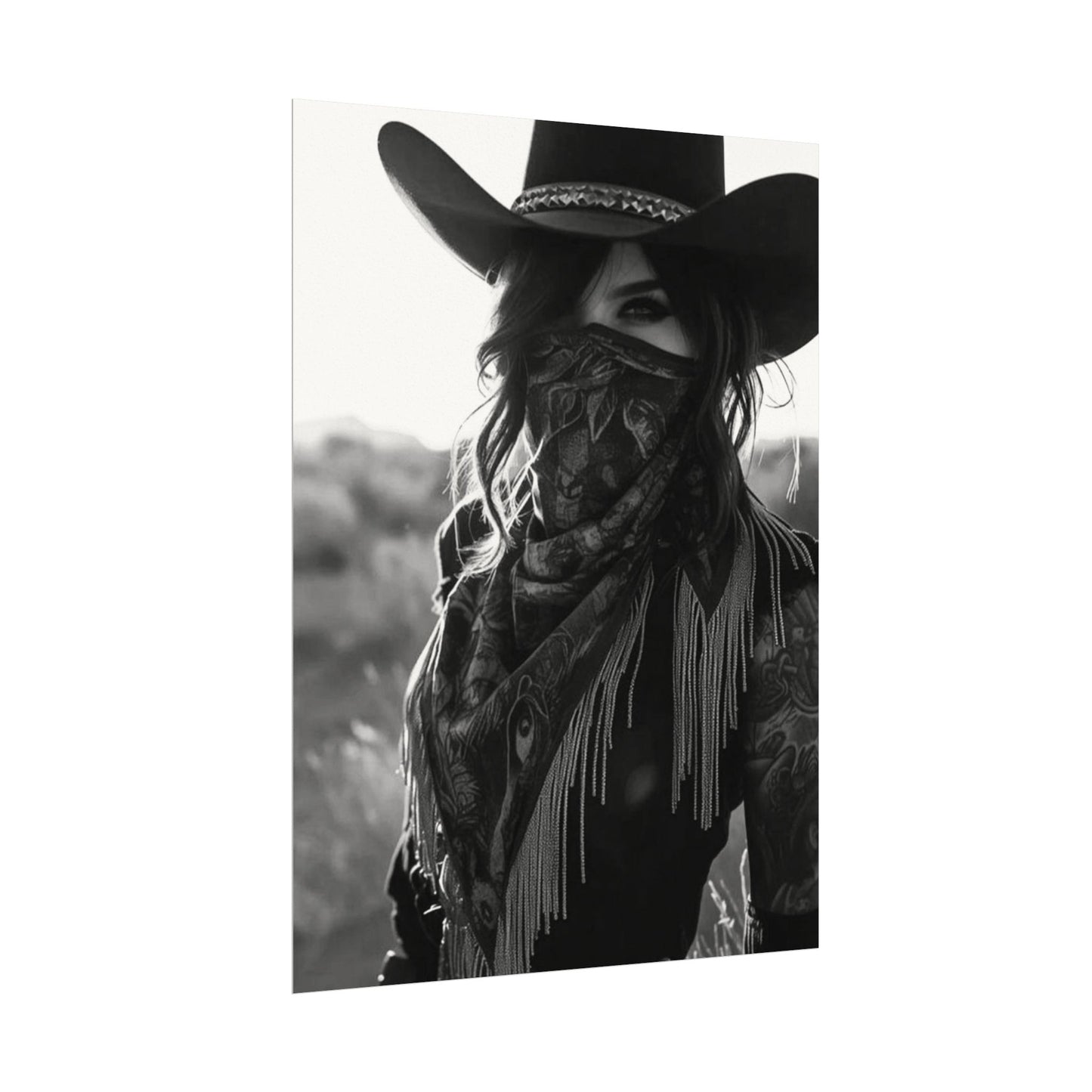 She Rode Alone— Western Outlaw Textured Watercolor Matte Posters