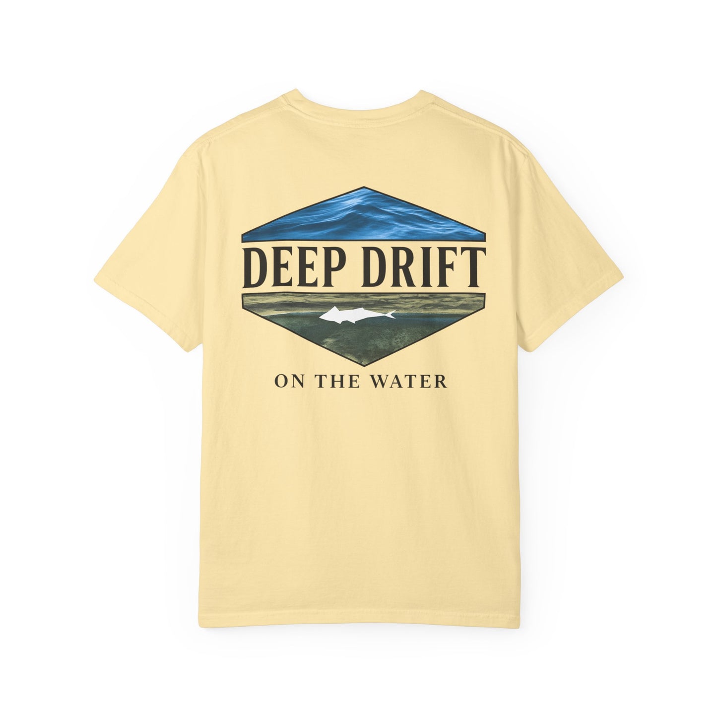 Deep Drift Fishing T-Shirt - Green & Blue Fishing Tee for Angler Lovers, Shark Lovers, Ocean Tee