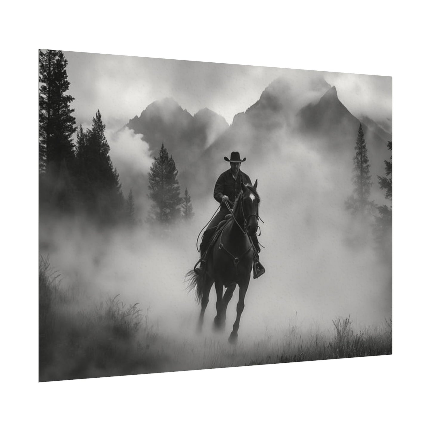 Storm Rider– Western Textured Watercolor Matte Posters