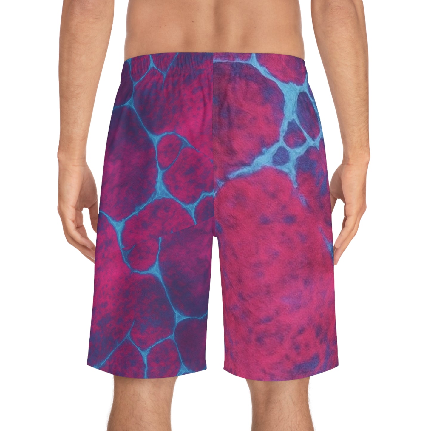 Magenta and Turquoise Ocean-Inspired Board Shorts, Swimwear for Beach Days, Summer Vacations, Pool Parties, Surfing Attire, Water Sports