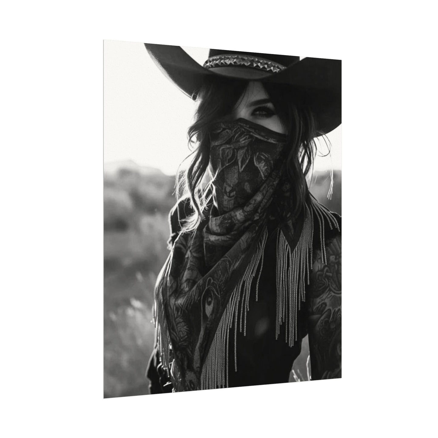 She Rode Alone— Western Outlaw Textured Watercolor Matte Posters