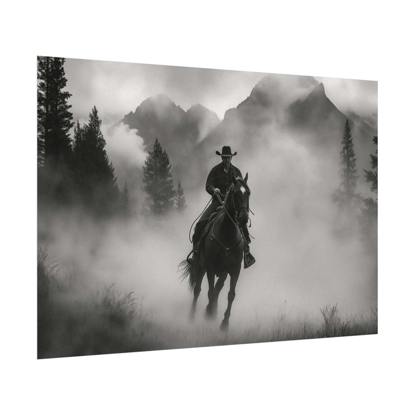 Storm Rider– Western Textured Watercolor Matte Posters
