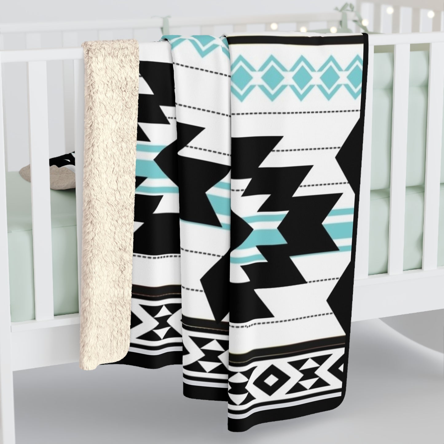 Thomas Sherpa Fleece Blanket - Modern Tribal Design, Perfect for Home Decor, Gift for Him/Her, Winter Warmth, Beach Blanket