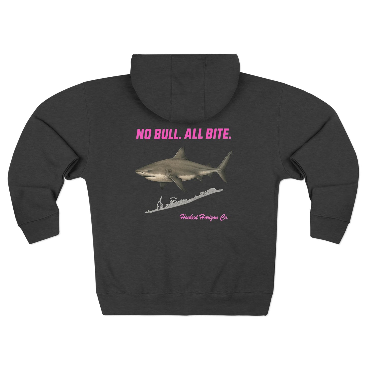Siesta Key Bull Shark Tee Deep Drift Hooked Horizon C. No Bull All BiteUnisex Zip Hoodie for Ocean Lovers, Nautical Fashion, Cool Weather Gear, Everyday Comfort, Perfect Gift