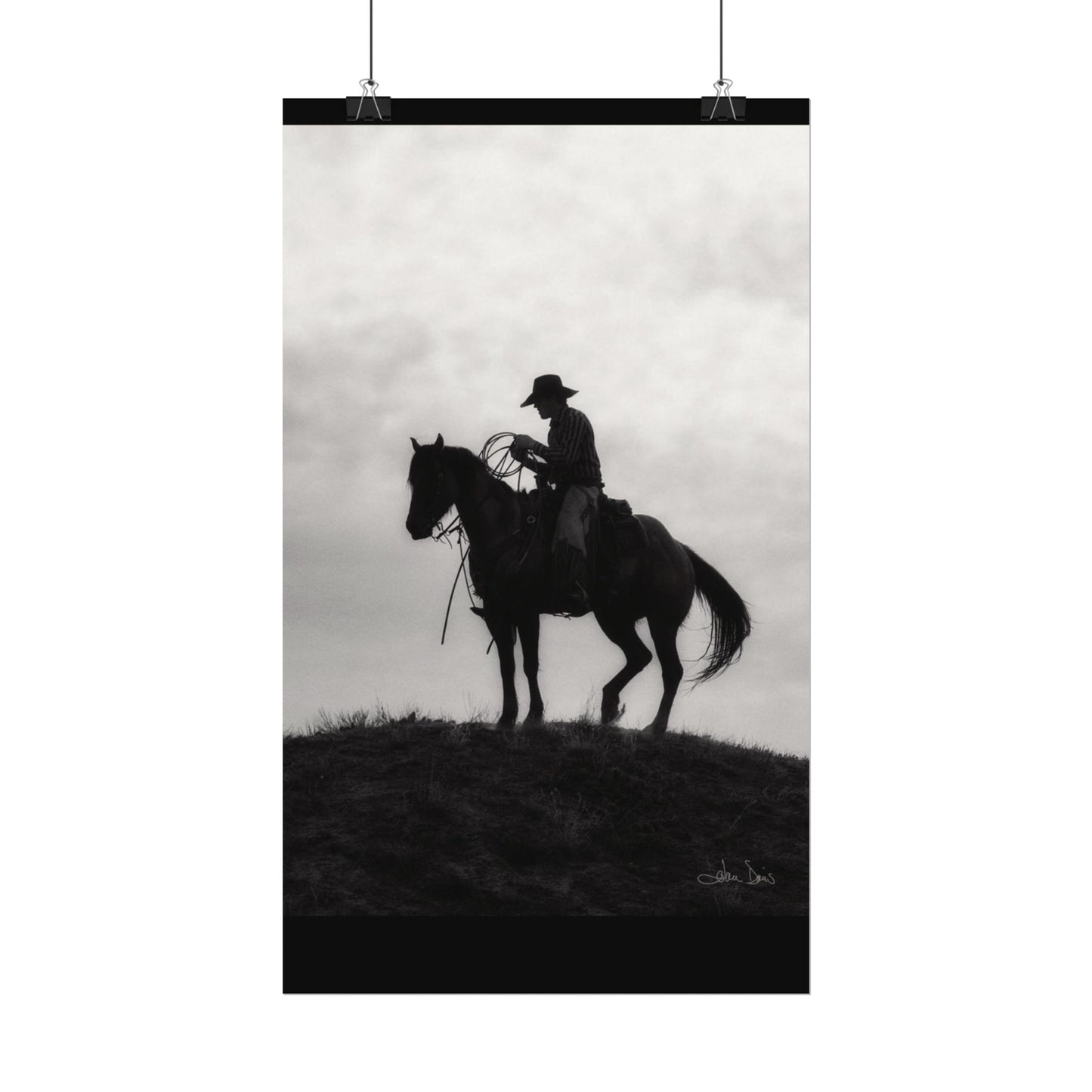 Rider On The Ridge – Western Textured Watercolor Matte Posters