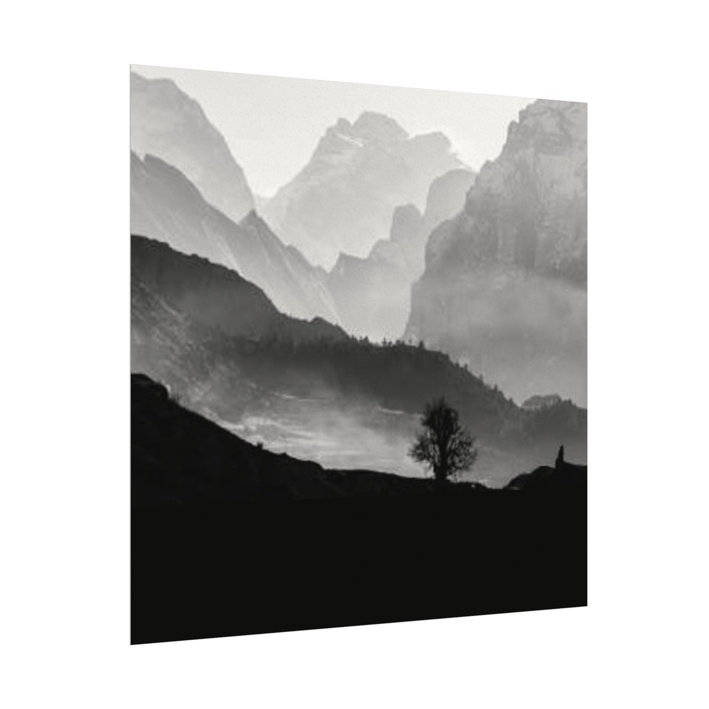 Cascading Mountains– Western Textured Watercolor Matte Posters
