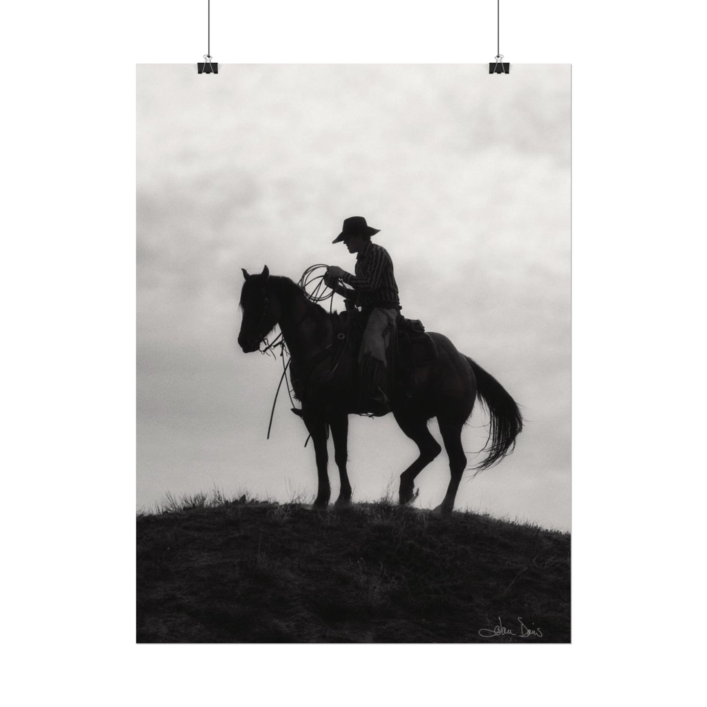 Rider On The Ridge – Western Textured Watercolor Matte Posters