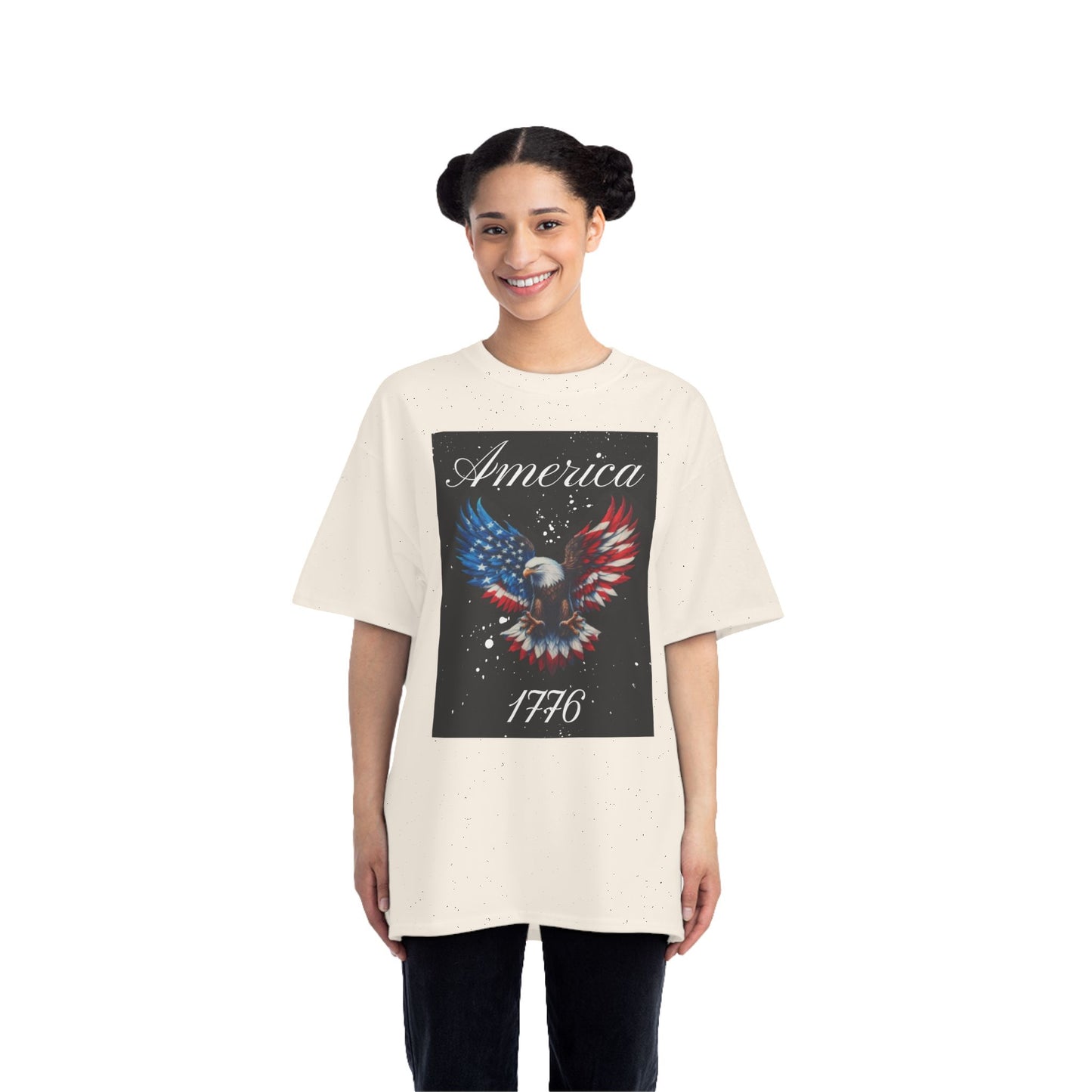 American Eagle Paint Splatter in White Patriot T-Shirt | America 1776 Design, Fourth of July Shirt, Independence Day Tee, Memorial Day Top, Gift for Veterans