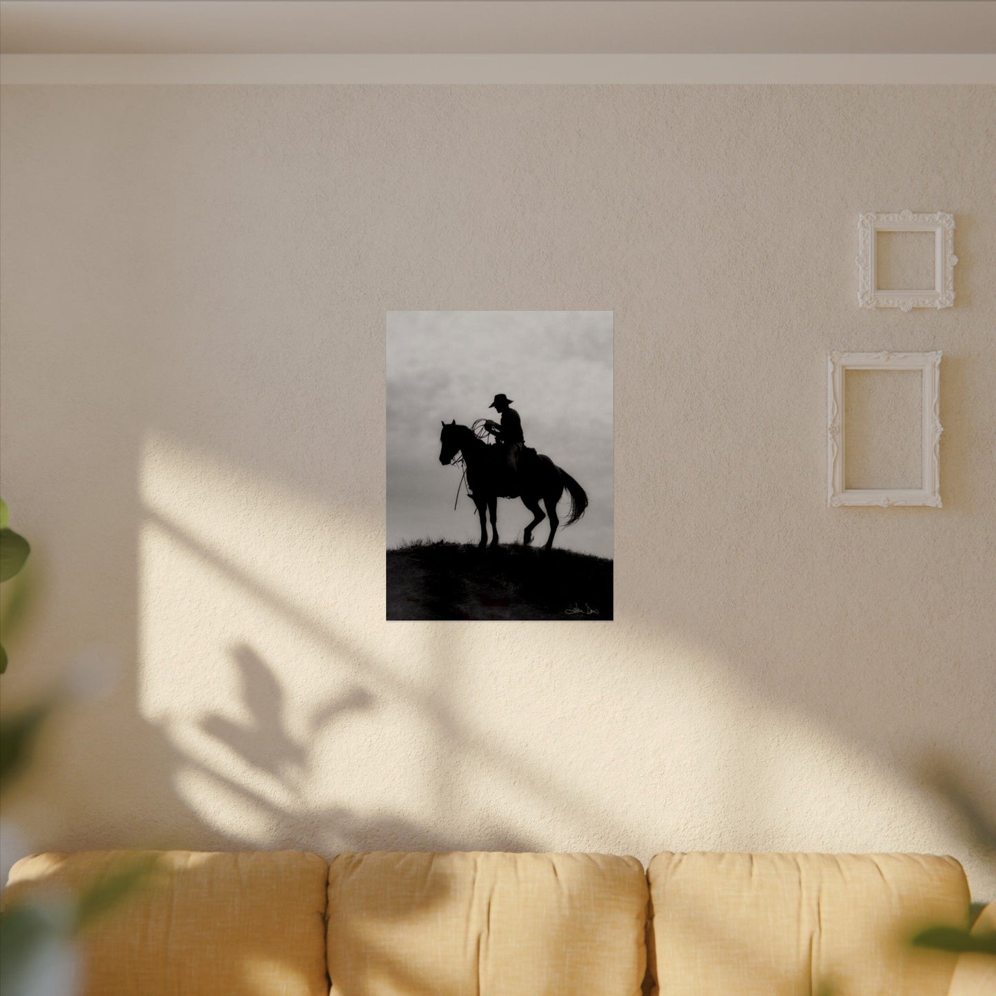 Rider On The Ridge – Western Textured Watercolor Matte Posters