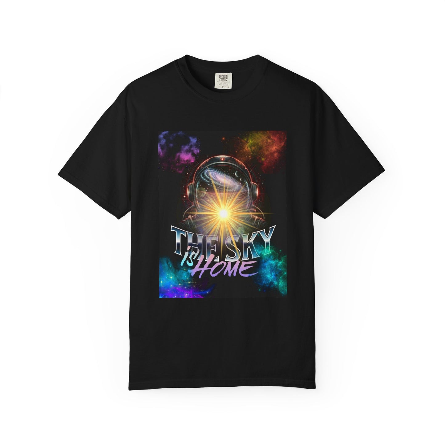 Cosmic Vibe T-Shirt: The Sky is Home Unisex Garment-Dyed Tee, Cute Graphic Shirt, Space Lover Gift, Casual Wear, Art Tee