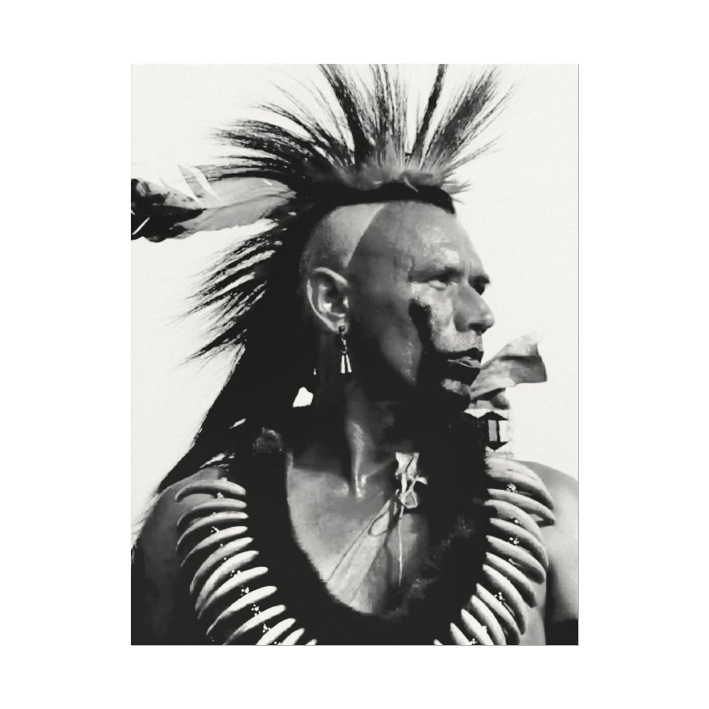 Feathered Warrior Cheif   – Western Textured Watercolor Matte Posters